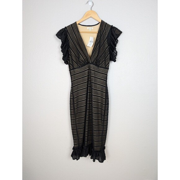 Max Studio Black Bodycon Flutter Sleeve Dress Size M - Picture 3 of 10